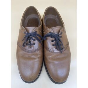 Allen Edmonds Oxford Cap Toe Shoes Brown Leather Men 8.5 D Vibram Sole USA